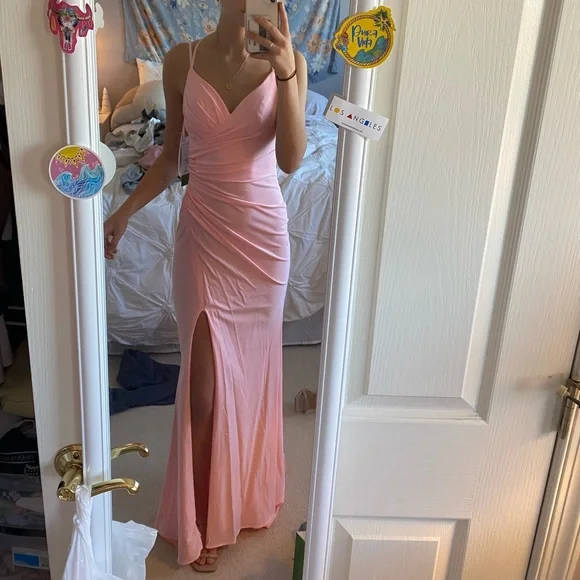 dave and johnny pink prom dress Dave and Johnny 12911 Long Prom Dress PromGirl
